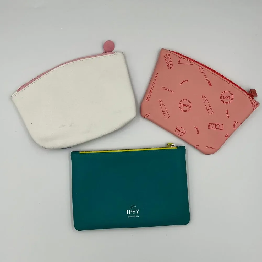 Bundle 3 Ipsy Zipper Cosmetic Bags Pouches